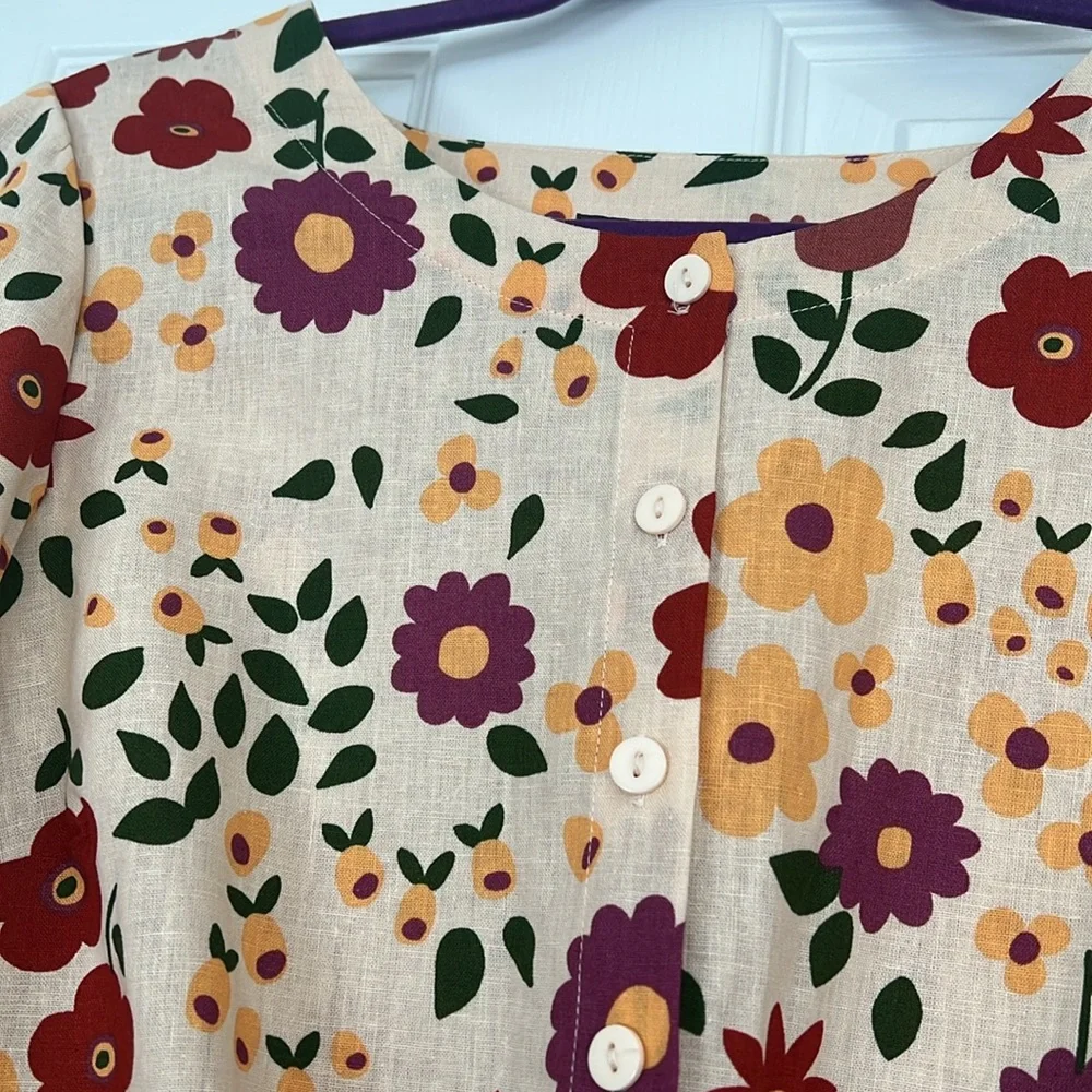 Princess Highway Floral Crop Top - Cream, Red, Yellow, Green - Picture 2 of 5